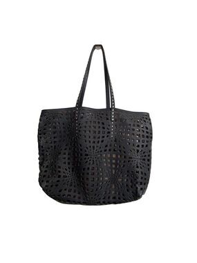 𝅺NADA Sawaya New York Laser Cut Leather Navy & Brown Handbag